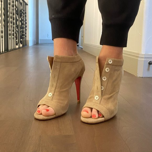Christian Louboutin Shoes - Christian Louboutin nude button booties